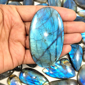 Wholesale Sparkling Cabs Blue Labradorite <b>Crystal</b> Loose Gemstones Jewelry Ornaments Healing Decorations - Product Image 1