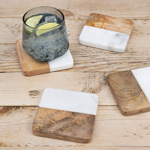 Sous-verres en marbre poli écologiques, durables, lavables, naturels pour fournitures de bureau - Product Image 6