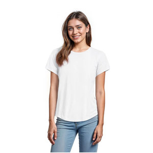 T-shirts pour femmes de haute qualité, coupe ajustée, logo personnalisé, coton, été, anti-rides, respirant - Product Image 4