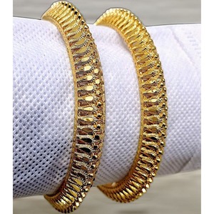 Traditional Handcrafted Floral Pattern Gold Finish Metal Craft Bangles <b>Set</b> Classic Ethnic <b>Bracelet</b> Jewelry for Women - Product Image 3