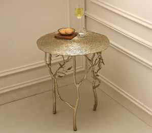 Rustic Metal Side <b>Table</b> Round Branch Design Antique Finish Living Room Furniture Durable Home Decor - Product Image 1