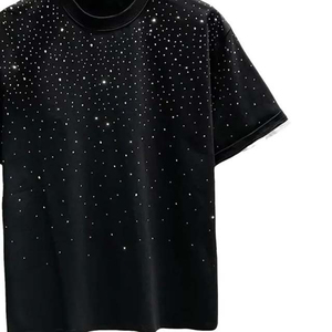 T-shirt Homme Décontracté à Col Rond et Manches Courtes, Motif Noir Oversize en Strass, Style Tricoté – Prix Usine - Product Image 5