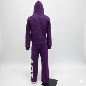 Hot Selling High Quality Men's Tracksuits Fashionable Slim Fit allover Rhinestone with custom embriodry logo and <b>patches</b> 400gsm - Product Image 2