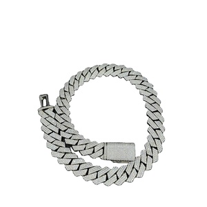 New Arrival 20mm Moissanite Diamonds Studded Cuban Link Two Tone Sterling Silver Unisex Iced <b>Rapper</b> Necklace Reasonable Prices - Product Image 1