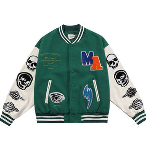 Custom Embroidered Waterproof Knitted Wool Blend Vintage Varsity <b>Jacket</b> Premium Leather Sleeves Personalized Winter Plus Size - Product Image 5