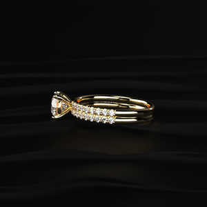 Anillo de Boda de Lujo con Moissanita Redonda de 2 Quilates, Banda de Diamantes de Doble Hilera, Oro de 14k, Hecho a Mano, Regalo de Aniversario para Ella, Alta Calidad, B2B - Product Image 4