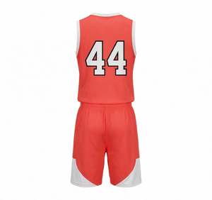 Conjunto de Uniforme de Baloncesto Personalizado Color Coral Peach, Transpirable, de Malla, Cuello en V, Sin Mangas, para Entrenamiento Deportivo - Product Image 4