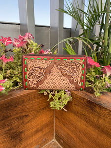 มือเครื่องมือแกะสลักกระเป๋าสตางค์หนังคลัทช์เคสโทรศัพท์มีสไตล์หลายใช้การออกแบบใหม่กระเป๋าสตางค์หนังตะวันตกแฮนด์เมดคลัทช์ - Product Image 2