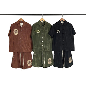 Saint Vanity Unisex Short Sleeve Hooded <b>Jacket</b> With Drawstring Shorts Set <b>Lightweight</b> Waterproof Casual Summer Outfit Embroidery - Product Image 4