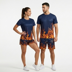 OEM Apparel Latest Design Fashion Wear Printing Summer Tshirt Short Sets Casual Solid Color Men <b>T</b>-<b>shirt</b> Short Sets - Product Image 5