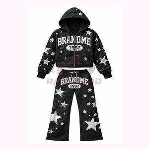 Custom Logo Branding High Quality Sweatsuit <b>Chest</b> Sleeve Back Screen Print Mens Street Style Screen Printed Hoodie Set - Product Image 1