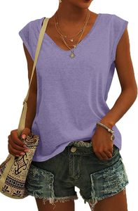 Camiseta de Manga Corta con Cuello en V Simplee Legantstyle 2026, Moda Urbana para Mujer, Tejido de Verano de Alta Calidad, Anti-Pilling - Product Image 1