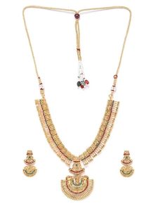 Conjunto de Collar y Pendientes de Perlas de Imitación de Rubí Chapado en Oro, Diseño Geométrico, Certificado por Terceros, Joyería Étnica para Bodas, para Mujer - Product Image 2