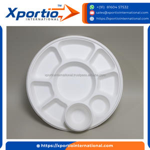 Food Grade Compartment Round Plate Biodegradable Sugarcane <b>Pulp</b> 4 Section Compostable Quality Certified For Food Service - Product Image 2