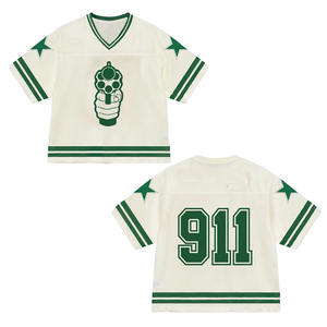 เสื้อฟุตบอลตาข่ายผู้ชายคุณภาพสูง แฟชั่นผ้าตาข่าย/โพลีเอสเตอร์ ทรงบ็อกซี่ ใส่สบาย พิมพ์ลาย - Product Image 1