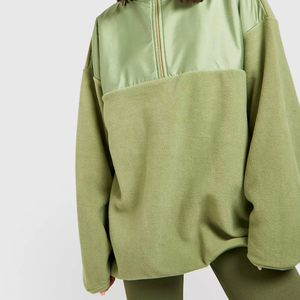 Sweat-shirt polaire unisexe personnalisé à capuche et quart de zip, coupe oversize, grandes tailles, color block, épaules tombantes, manches longues, style Teddy, pour l'automne - Product Image 1