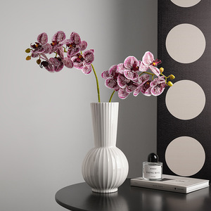 Jarrón de Cerámica Blanco <span class=keywords><strong>Minimalista</strong></span> Nórdico con Textura Acanalada, Jarrón Decorativo para Flores, Centro de Mesa para Sala de Estar, Decoración de Bodas - Product Image 2