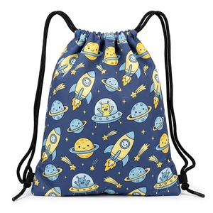 Mochila con cordón de poliéster con estampado espacial de galaxia, bolsa deportiva ligera con cordón para actividades escolares al aire libre - Product Image 3