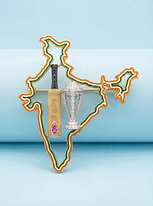 India <b>Map</b> Tie Clip With Cricket Bat And Trophy Diamond Accents Gold Men's Jewelry Gift - Product Image 2