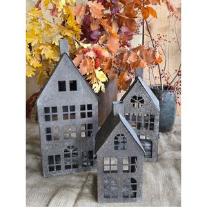 Juego de Portavelas Rústicos de Metal Galvanizado, Farol de Zinc Antiguo, Decorativo para Velas de Té, para Decoración Navideña del Hogar - Product Image 1