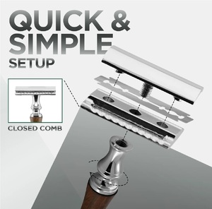 Maclura Twin Blade Safety <b>Razor</b> with Walnut Wood Handle Stainless Steel Stand Custom Branding <b>for</b> <b>Men</b> Barber Shop Use - Product Image 6