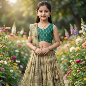 Ensemble Lehenga Choli imprimé pour filles Shoryam Fashion avec dupatta |   Tenue Traditionnelle Ethnique pour Enfants, Vêtements de Fête, Vêtements de Mariage, Rayon - Product Image 1