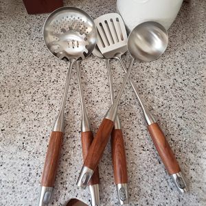 Utensilios de Cocina Modernos de Acero Inoxidable de Buena Calidad, Cucharón, Espátula, Servidor de Espaguetis, Mango Personalizado, Empaque Personalizado - Product Image 3