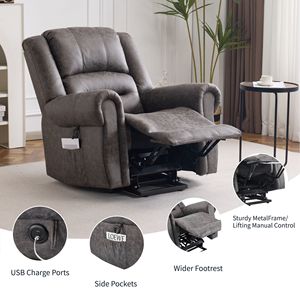 Poltrona Elettrica Reclinabile con 8 Punti di Massaggio e Funzione Riscaldante per Anziani, Rivestimento in Tessuto Tecnico - Product Image 4