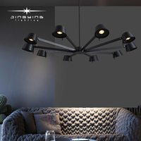 Lustre araignée multi-têtes noir de style industriel Luminaire suspendu décoratif à LED pour salon et restaurant