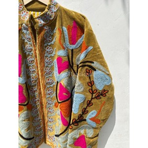 Indian Velvet Suzani Jacket Uzbek Embroidery Jacket With Two Side Pocket Boho Chic Jacket Women's <b>Gifts</b> - Product Image 3