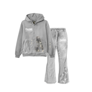 Wholesale Custom Men's Solid Color Skinny Fit Hooded Winter Breathable Heavyweight Stacked Flared <b>Tracksuit</b> - Product Image 3