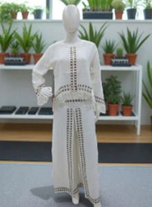 Blusa Casual de Algodón Tejido para Mujer, Cuello Redondo, Manga Larga, Estampado de Bloques, Bordado, Flecos, Diseños Personalizados ODM, Verano Invierno - Product Image 3