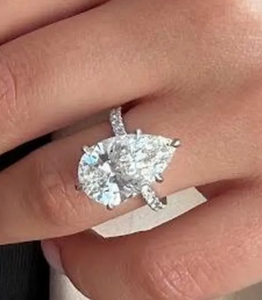 925 Sterling Silver 7.50 Carat Pear Cut Lab Grown Diamond <b>Ring</b> Gift For Anniversary & Wedding - Product Image 4