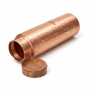 Botella de Agua de Cobre Puro de Doble Pared con Tapa Hermética para Bebidas Ayurvédicas, Uso en Casa, Oficina, Viajes y Actividades al Aire Libre - Product Image 1