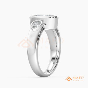 925 Sterling Silver Oval Cut Moissanite Three Stone Engagement Ring Luxury Bridal Jewelry <b>Gift</b> Women USA - Product Image 6