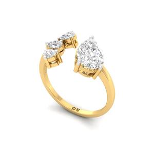 Bague Aurora Gleam en argent sterling 925 avec finition plaquée or 10 carats et diamant de laboratoire taille poire pour femme - Product Image 2