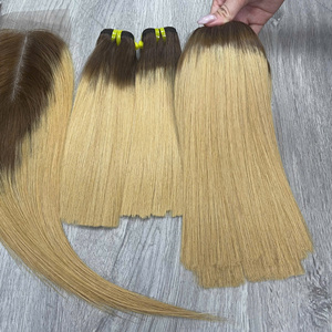 Ombre Or Couleur Avec Fermeture 2x6 Super Double Cheveux Dessinés Qualité Vietnamienne Haute Qualité - Product Image 5