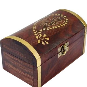 Boîte à bijoux en teck artisanale en gros |   Boîte de rangement sculptée Inde - Product Image 3