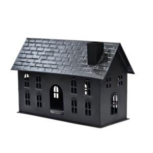Portavelas de metal estilo casa de pueblo, superventas, con ventanas detalladas, soporte rústico para velas votivas de granja - Product Image 3