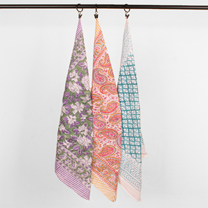 Floral Pattern Unisex Colorful Wraps Artisan Kerchief Organic Cotton Bandana 100% Breathable <b>Square</b> <b>Scarf</b> Bohemian Skin Friendly - Product Image 1