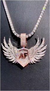 Collar con Colgante de Alas de Ángel con Incrustaciones de Moissanita VVS, Cadena Tipo Tenis, Personalizado, Tendencia, Superventas, Estilo Hip Hop, Lujo, OEM, Plata, para Fiesta - Product Image 5