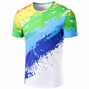 Camiseta Casual de Jersey para Hombre, Tallas Grandes, Transpirable, con Estampado Digital Personalizado, Diseño Multicolor, Antipilling en la Parte Delantera - Product Image 1