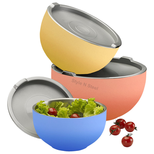 Salad Double Wall Stainless Steel Premium Mixing Bowl Set With Inside Lock Lid and Stylish Classic Design - Product Image 3