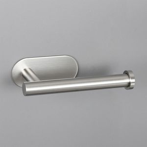 Porta rotolo di carta igienica adesiva in acciaio inossidabile nichelato per bagno - Product Image 3