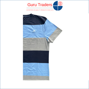 ผู้ส่งออกเสื้อยืดขายดี คุณภาพเยี่ยม เสื้อยืดลายทางแนวนอนสำหรับผู้ชาย พร้อมปกเสื้อแบบกำหนดเอง ในราคาดี - Product Image 4