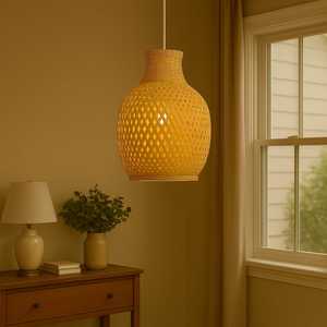 Lámpara Colgante de Bambú Tejida a Mano con Embalaje para Exportación |   Lámpara de Techo Ecológica Hecha a Mano para Hogar, Restaurante y Hotel - Product Image 5