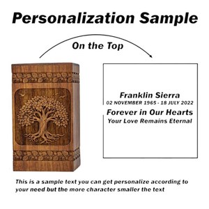 Handcrafted Wooden Urn with Tree of Life Carved Cremation Urn for Human Ashes Memorial <b>Keepsake</b> <b>Box</b> Funeral Urn - Product Image 4
