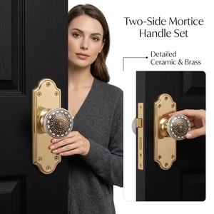 Poignée de porte en céramique traditionnelle avec insert en porcelaine, design moderne pour armoire de chambre, tiroir, poignées de meubles, finition durable - Product Image 4