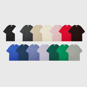INDEX Men's Blue Short Sleeve T-Shirt O-Neck Oversized Casual Knitted Cotton Solid Color Plain Dyed Style - Product Image 2