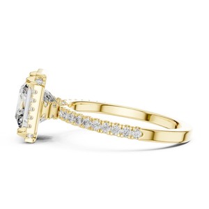 Anillo de Compromiso con Halo Oculto de Corte Radiante, Banda de Moissanita, Chapado en Oro de 18K, Joyería para Propuesta de Matrimonio - Product Image 2